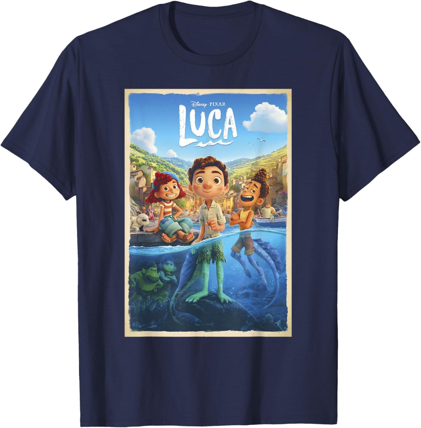 Disney Pixar Luca Movie Poster Small T-Shirt - T-Shirt | Navy