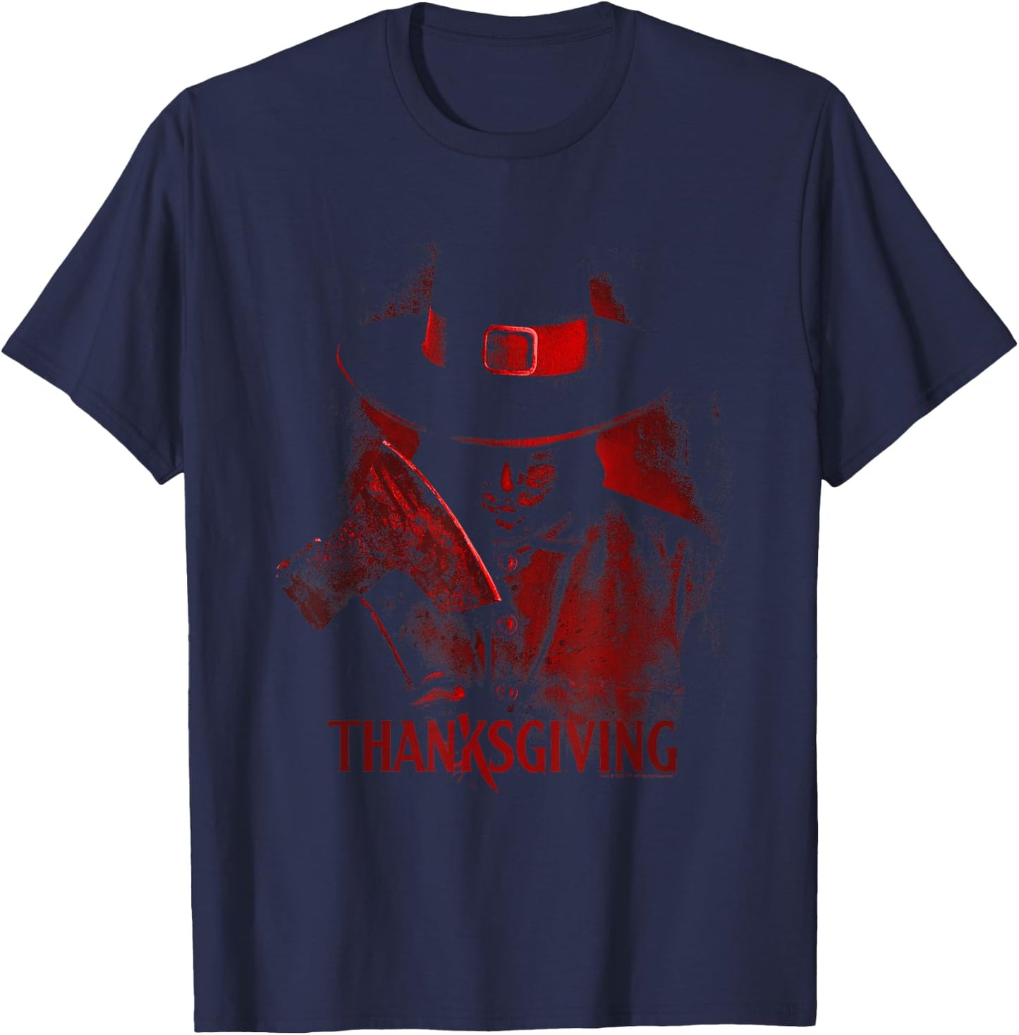 Thanksgiving Red Hue Horror Slasher Film Poster T-Shirt - T-Shirt | Navy