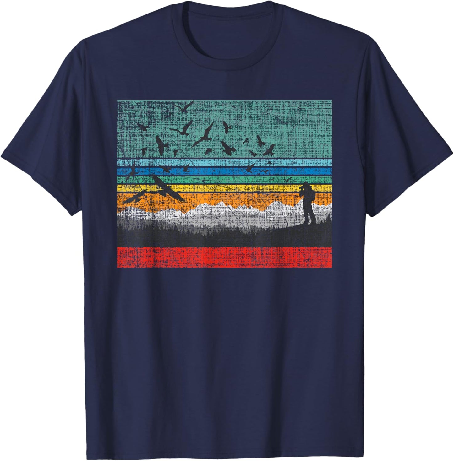 Retro Birding Bird Watching Bird Watcher Birder T-Shirt - T-Shirt | Navy