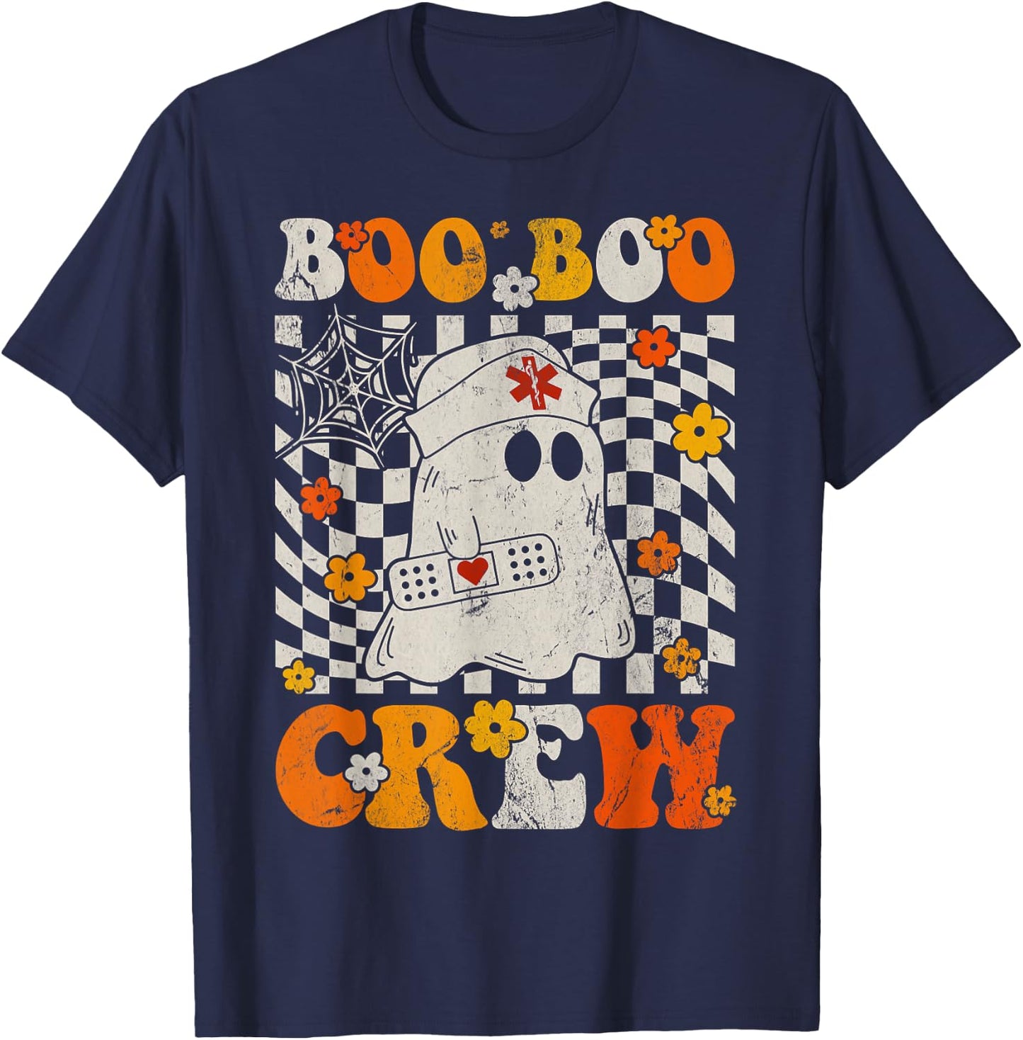 Retro Boo Boo Crew Halloween Nurse Funny T-Shirt - T-Shirt | Navy