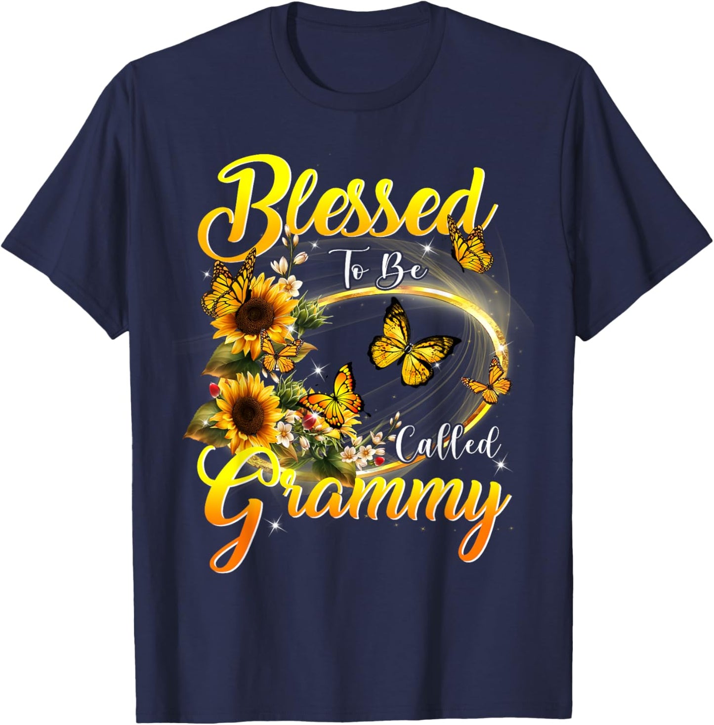 Blessed to be called Grammy Shirt Sunflower Lovers Grandma T-Shirt - T-Shirt | Navy