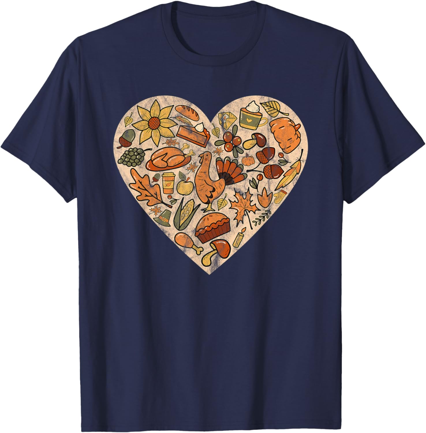 Running Pilgrim 2021 Heart Trot Thanksgiving Turkey Love T-Shirt - T-Shirt | Navy