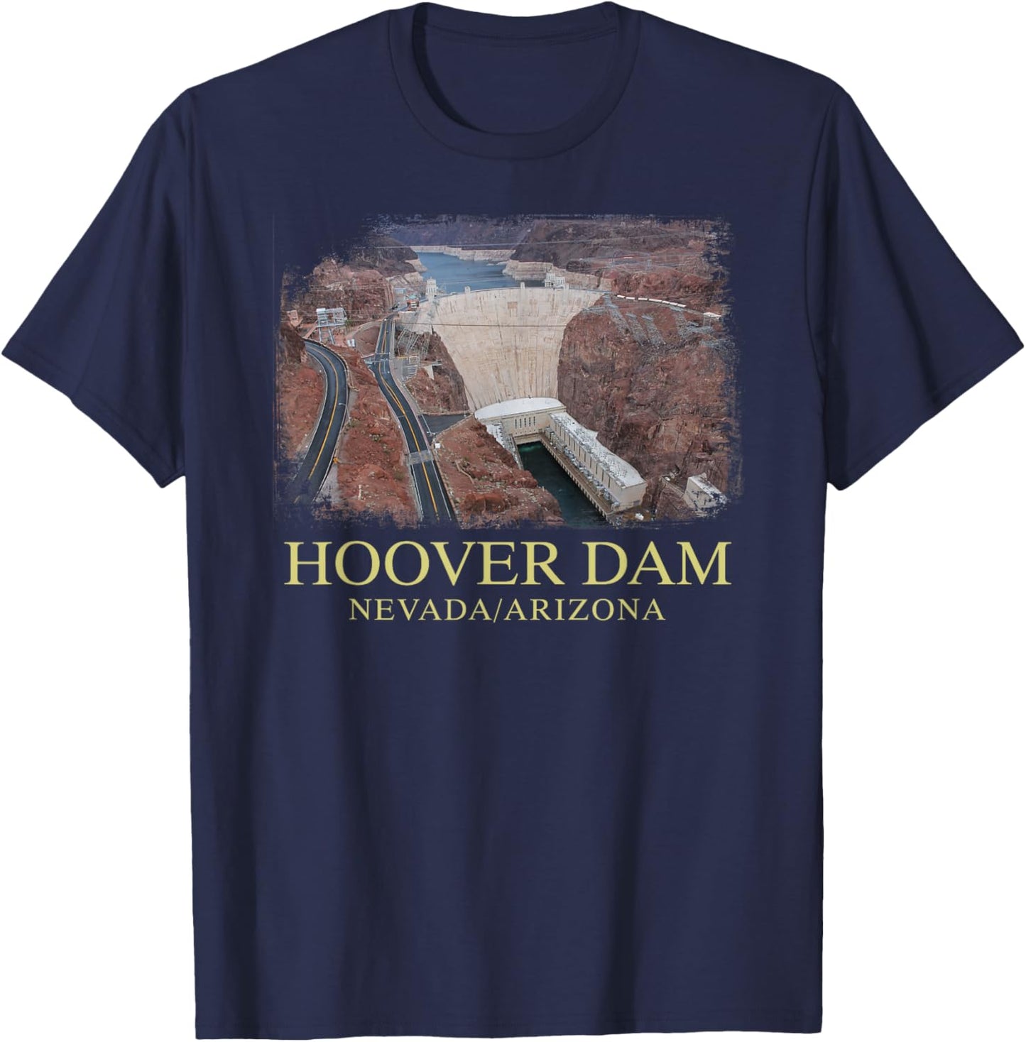 Hoover Dam Nevada Arizona Colorado River Engineering Vegas T-Shirt - T-Shirt | Navy