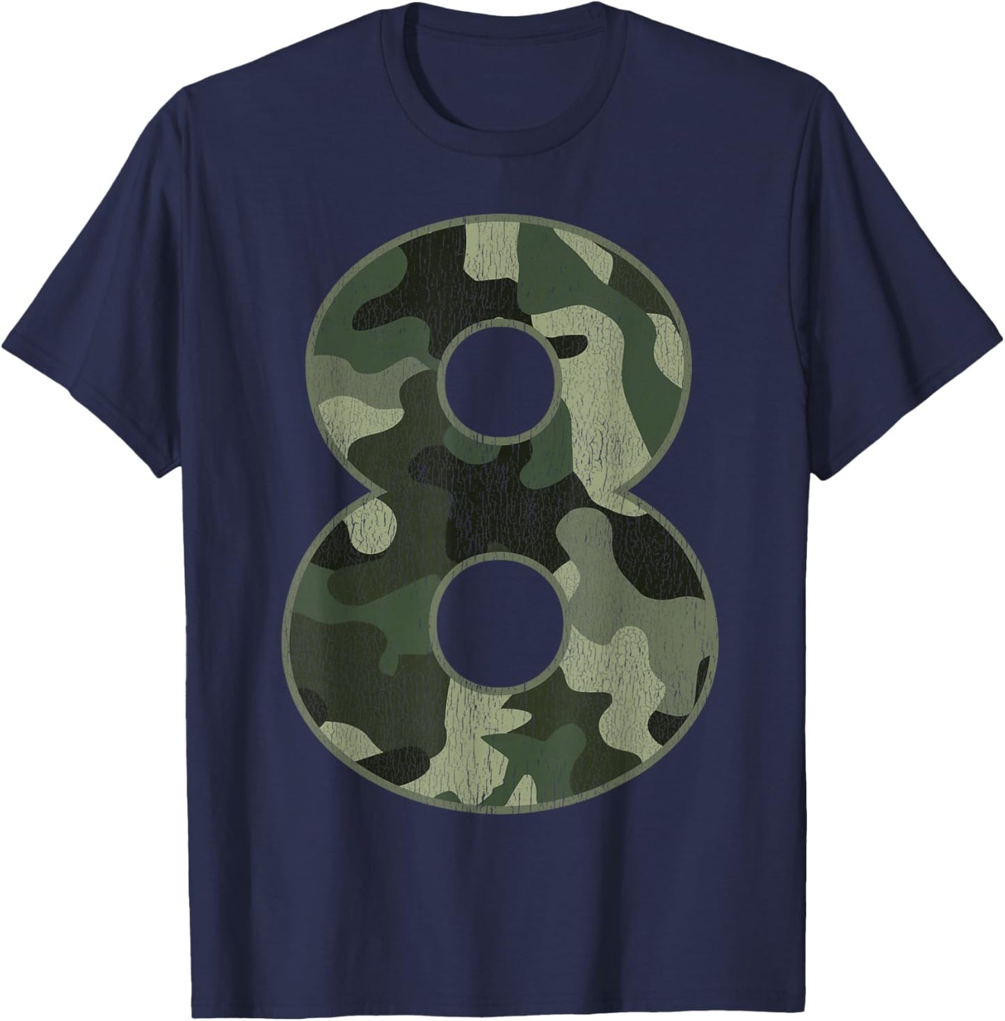 8th Birthday Army Birthday Party 8 Years Old Camo Number 8 T-Shirt - T-Shirt | Navy
