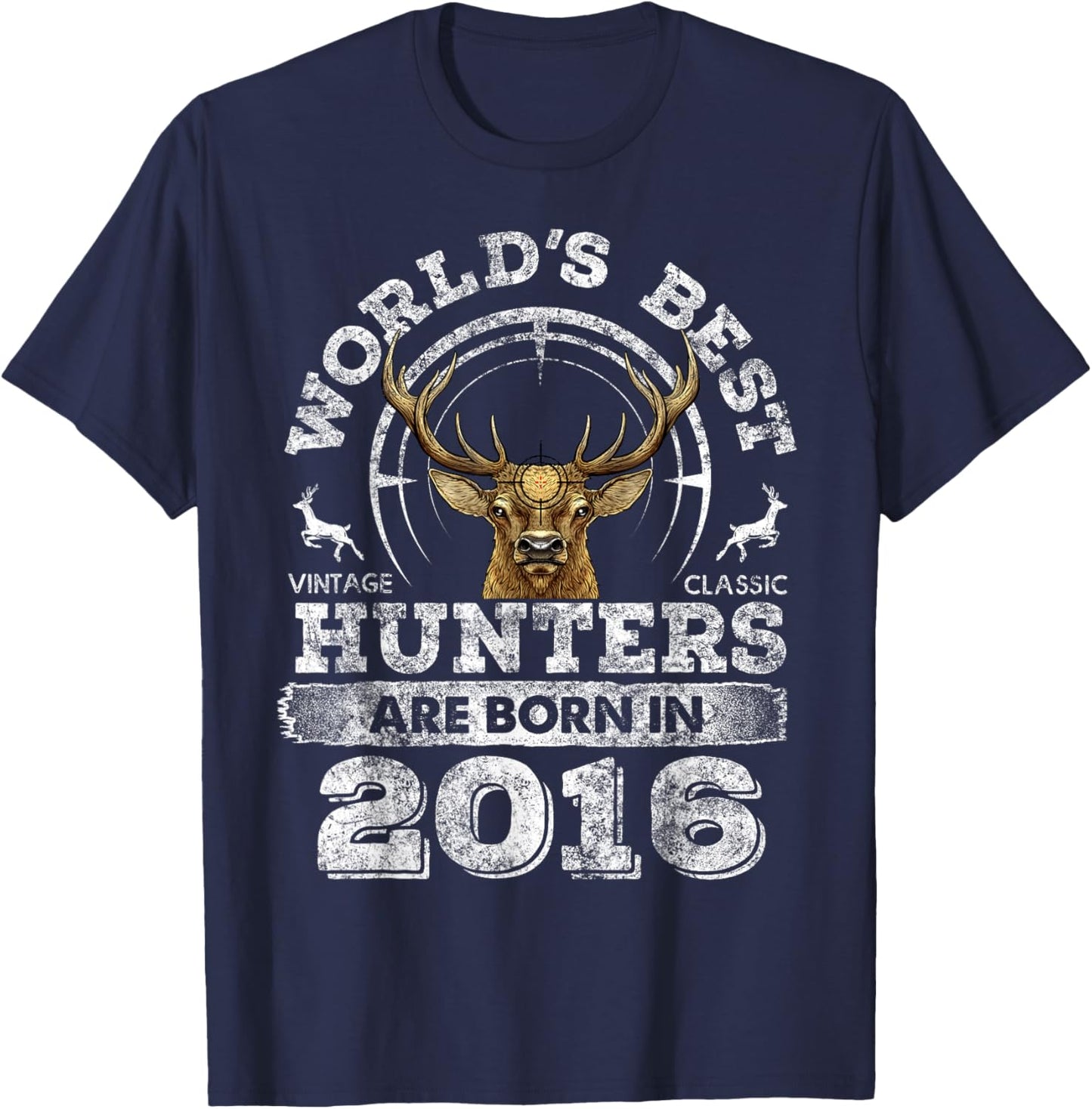 6 Years Old Deer Hunter Born in 2016 6th Birthday Hunter T-Shirt - T-Shirt | Navy