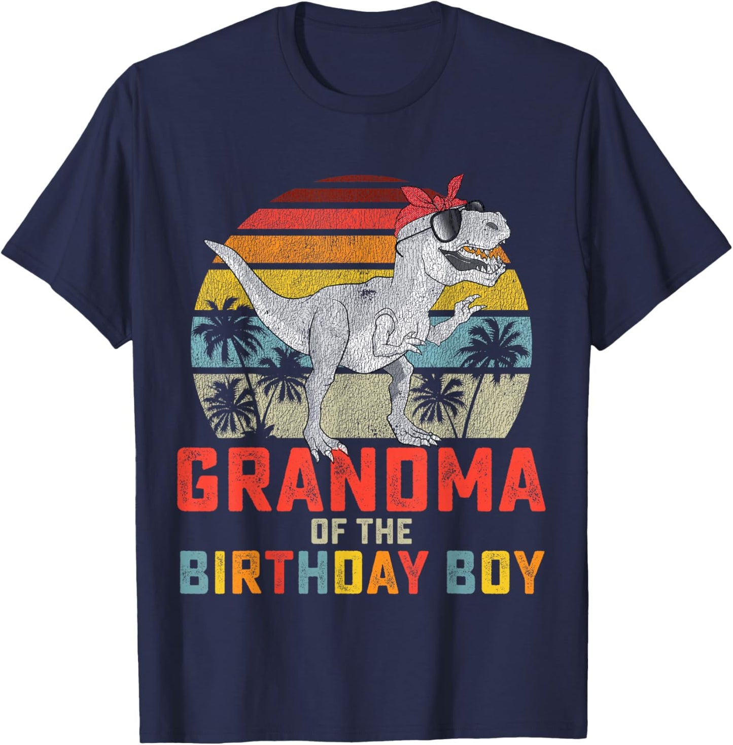 Grandma Dinosaur of the Birthday Boy Matching Family T-Shirt - T-Shirt | Navy