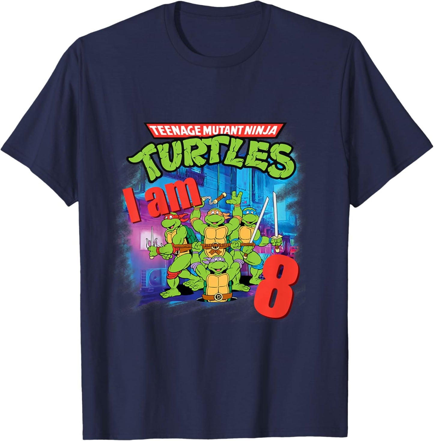 Mademark x Teenage Mutant Ninja Turtles - Kids Original Teenage Mutant Ninja Turtles Classic 8th Birthday T-Shirt - T-Shirt | Navy
