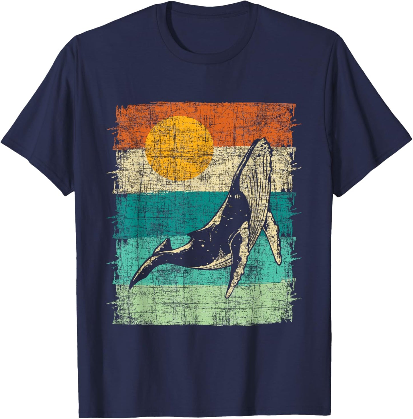 Retro Whale Lover - Marine Biologist Aquarist Whales Animal T-Shirt - T-Shirt | Navy