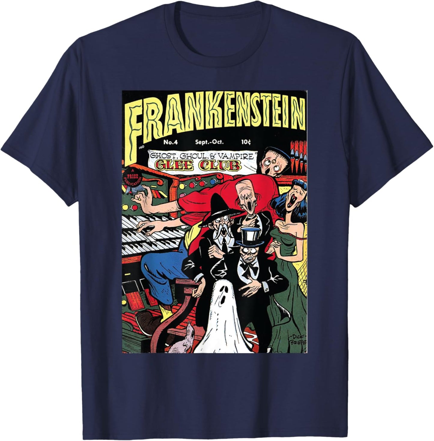 Frankenstein Halloween Horror Vintage Comic Book Retro Funny T-Shirt - T-Shirt | Navy