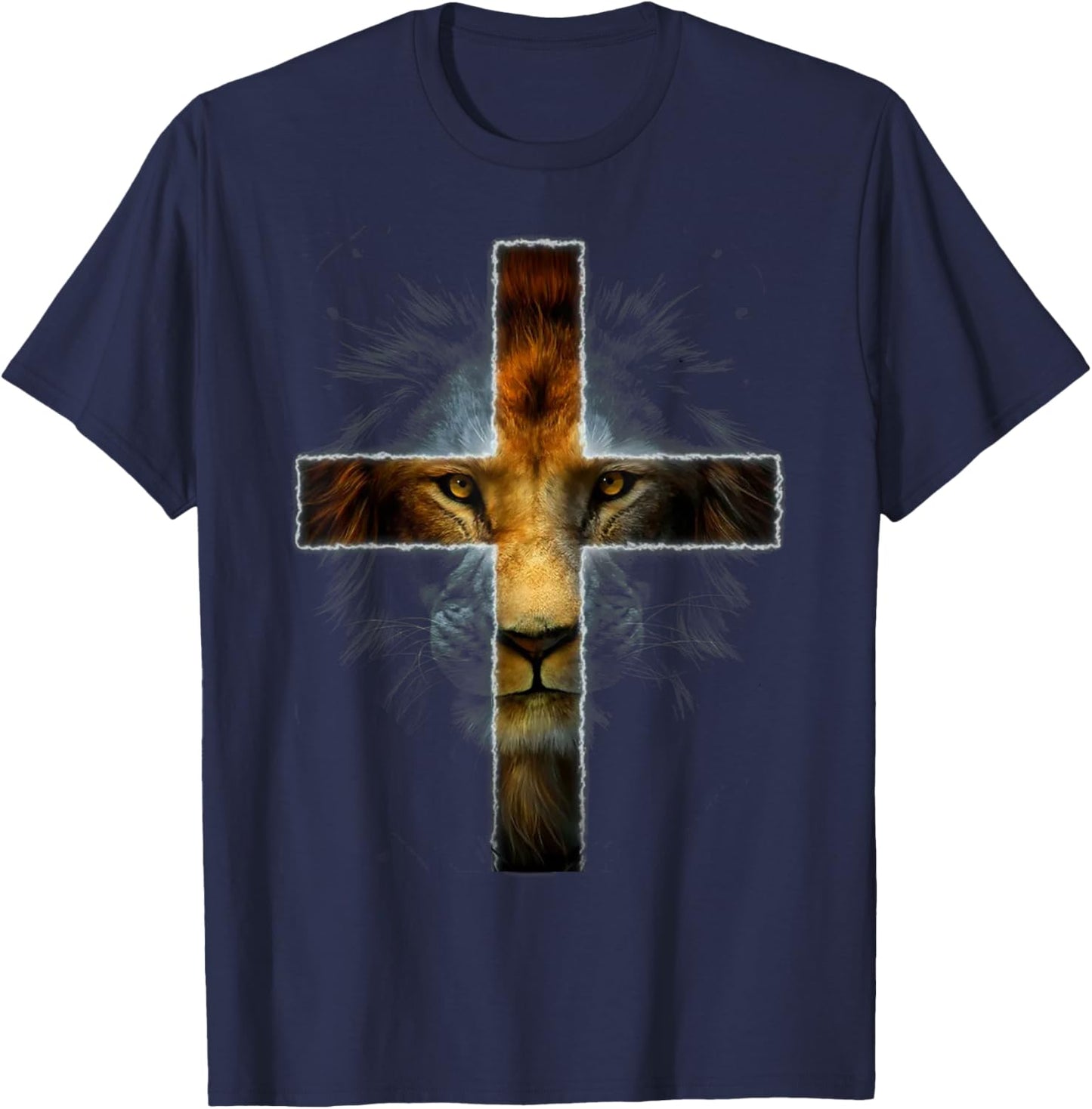 Christian Jesus Lion of Tribe Judah Cross Gift Women T-Shirt - T-Shirt | Navy