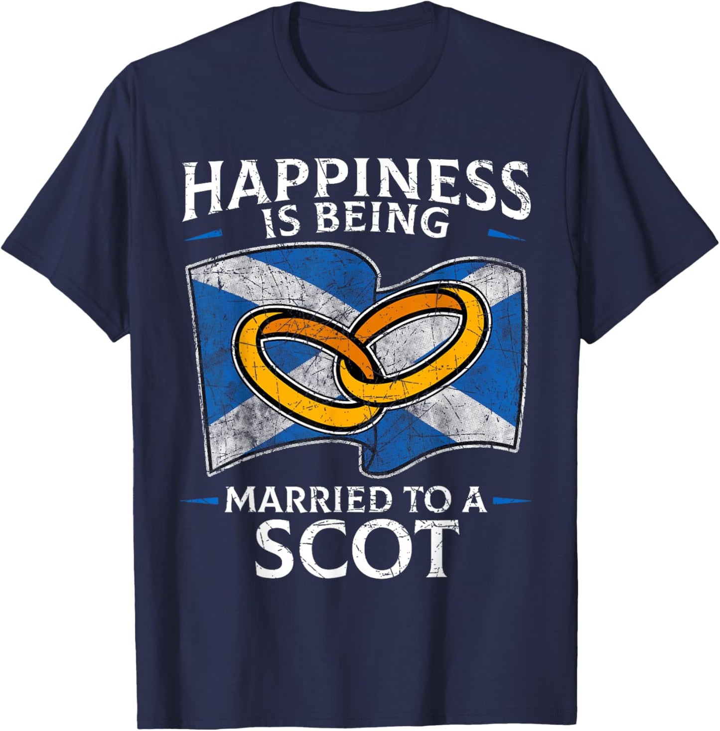 Scottish Wedding Scotland Heritage Roots Scot Flag Married T-Shirt - T-Shirt | Navy