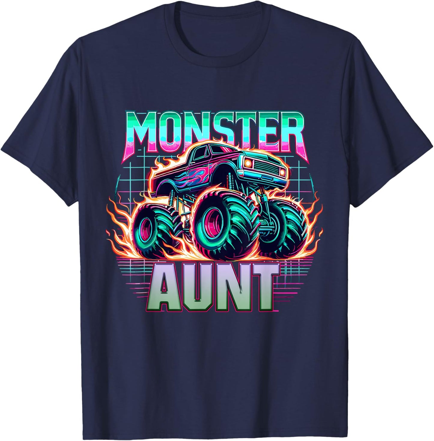 Monster Truck Aunt Monster Truck Are My Jam Truck Lovers T-Shirt - T-Shirt | Navy