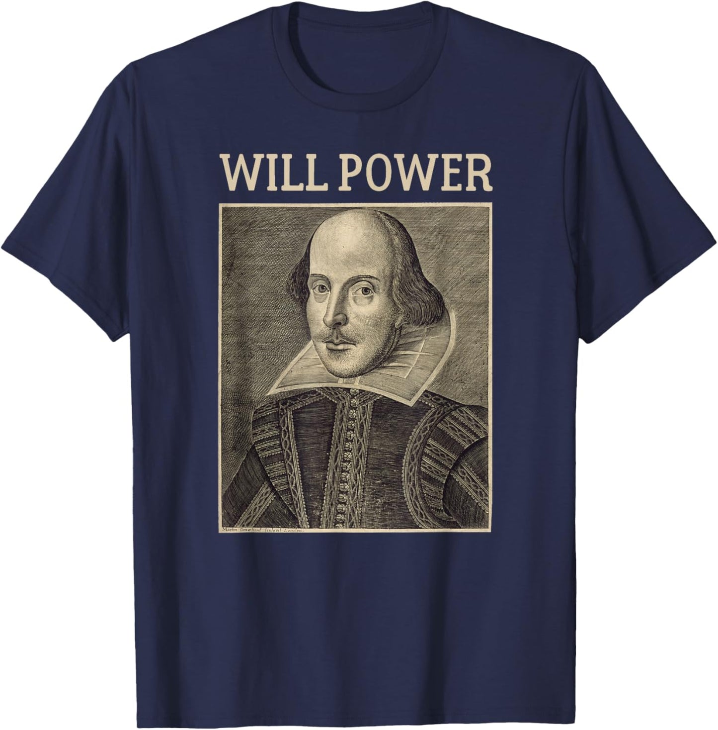 Shakespeare Will Power Literature Vintage Shakespeare Poster T-Shirt - T-Shirt | Navy