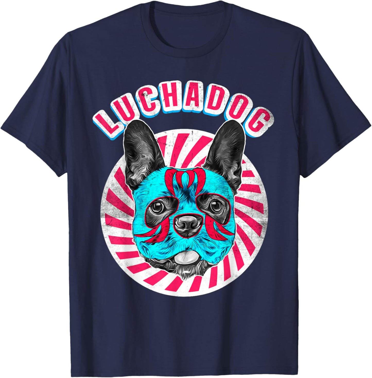 Luchadog Mexican Wrestling - Lucha Luchador Dog Wears Mask T-Shirt - T-Shirt | Navy