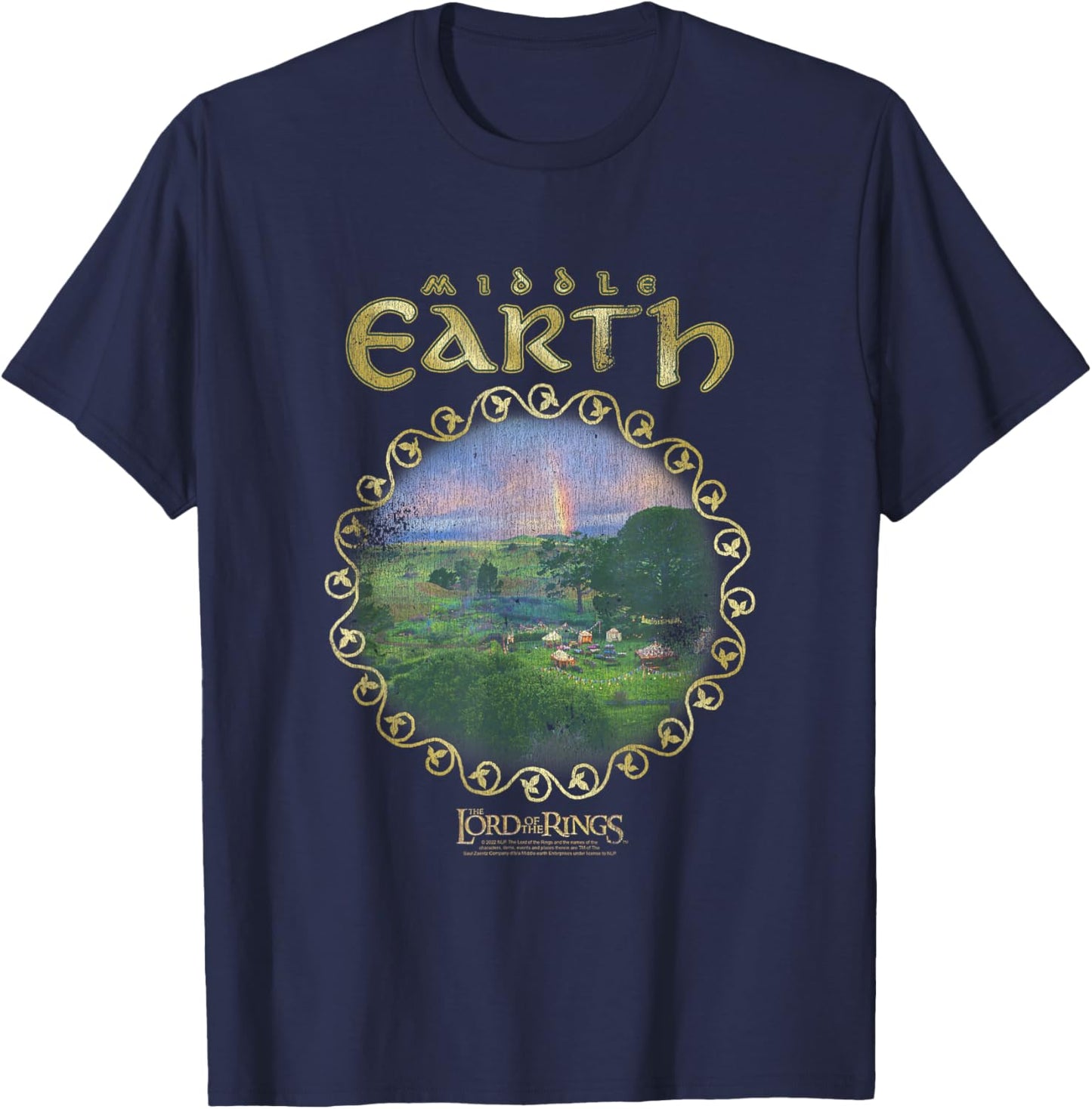 The Lord of The Rings Middle Earth Framed Landscape Movie T-Shirt - T-Shirt | Navy