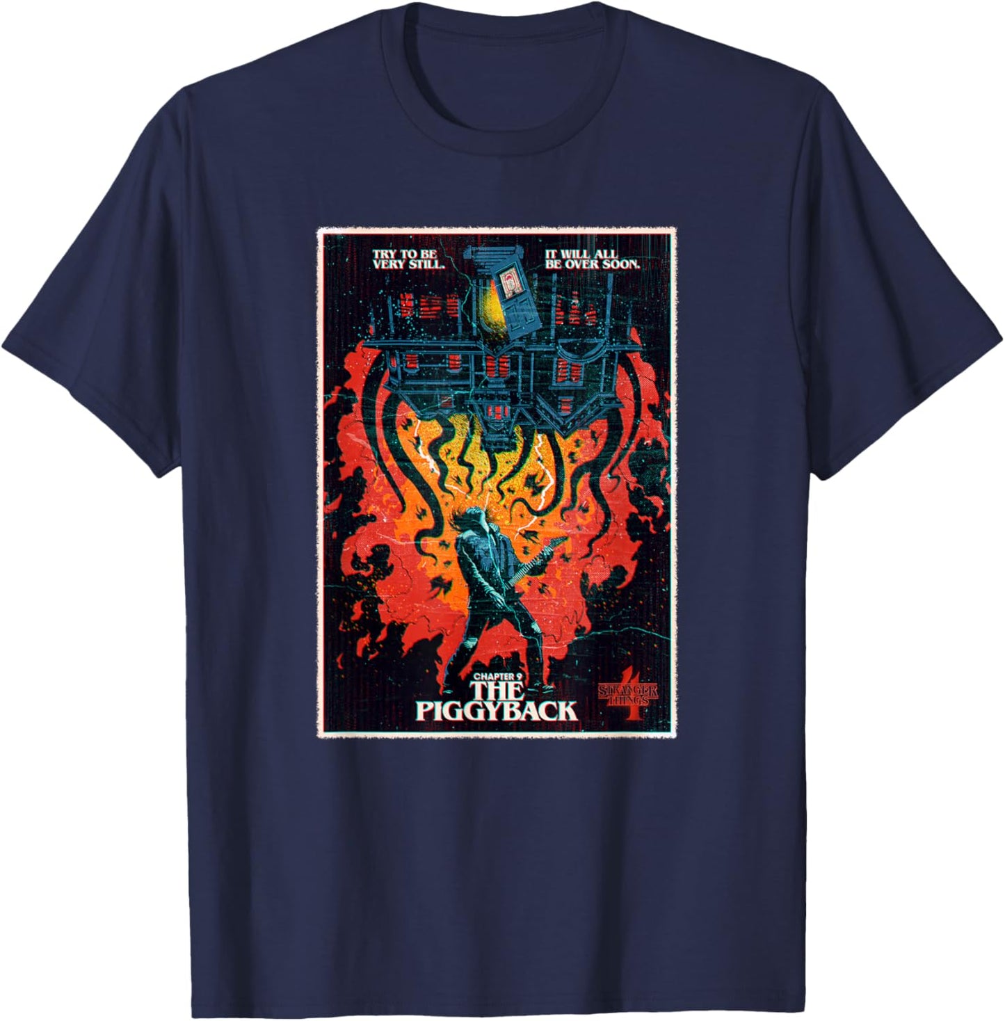 Stranger Things 4 Chapter 9 The Piggyback Eddie Poster T-Shirt - T-Shirt | Navy