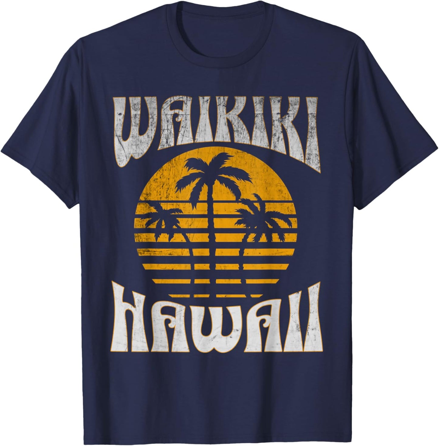 Waikiki Hawaii Beach Summer Vacation Vintage Women Kids T-Shirt - T-Shirt | Navy