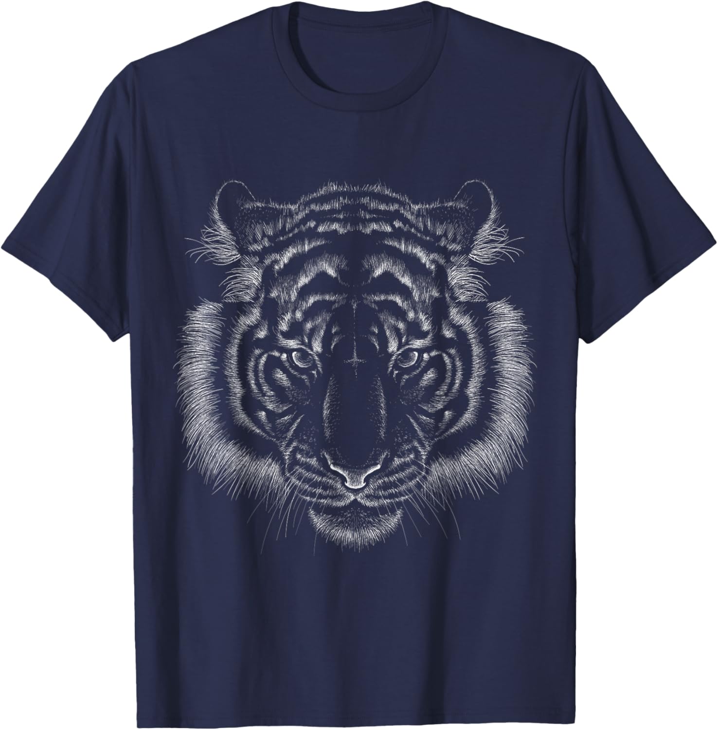 Tiger Lover Head Wild Animal black background Theme T-Shirt - T-Shirt | Navy