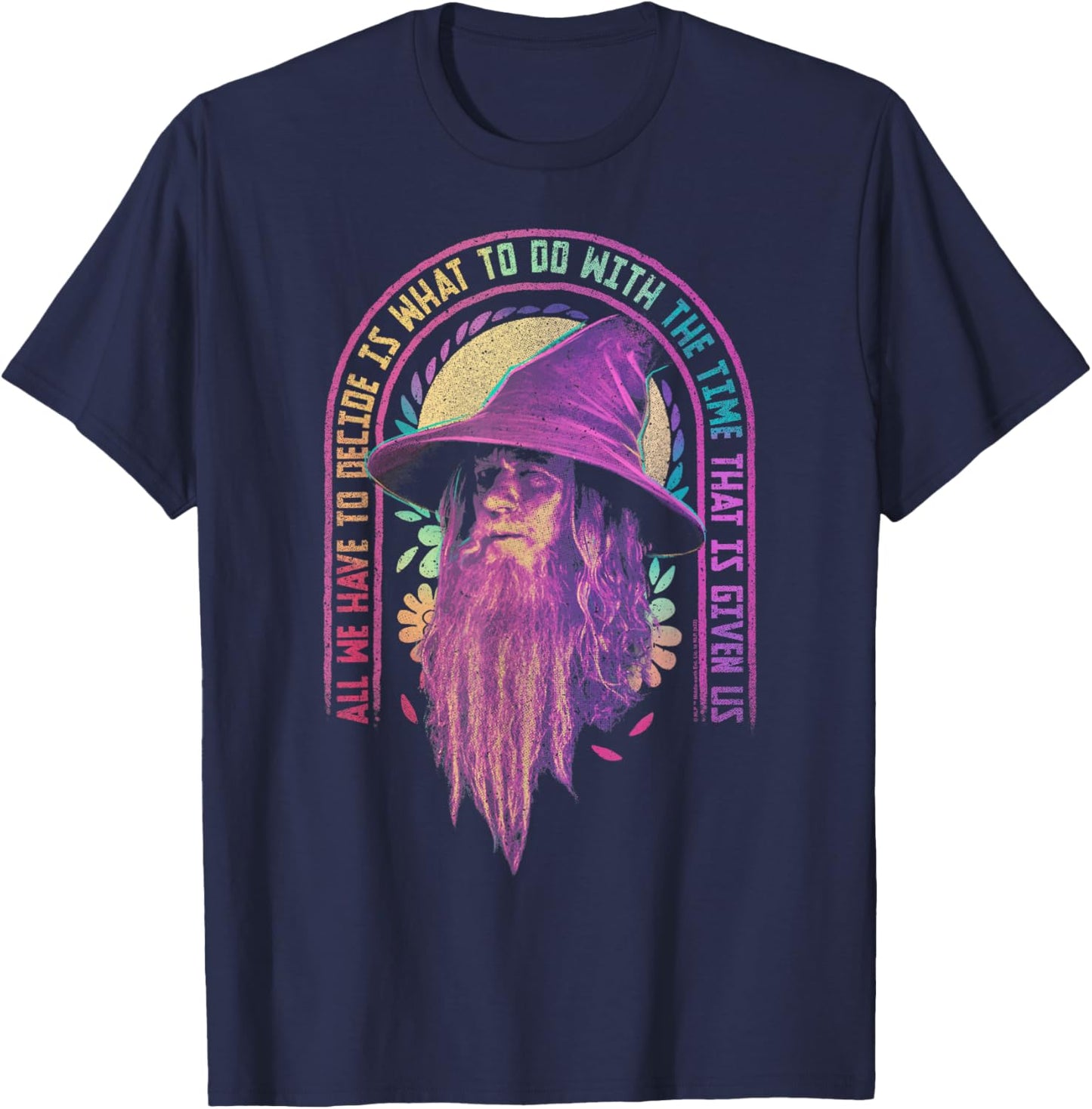 Lord of The Rings Gandalf Rainbow Quote Small T-Shirt - T-Shirt | Navy