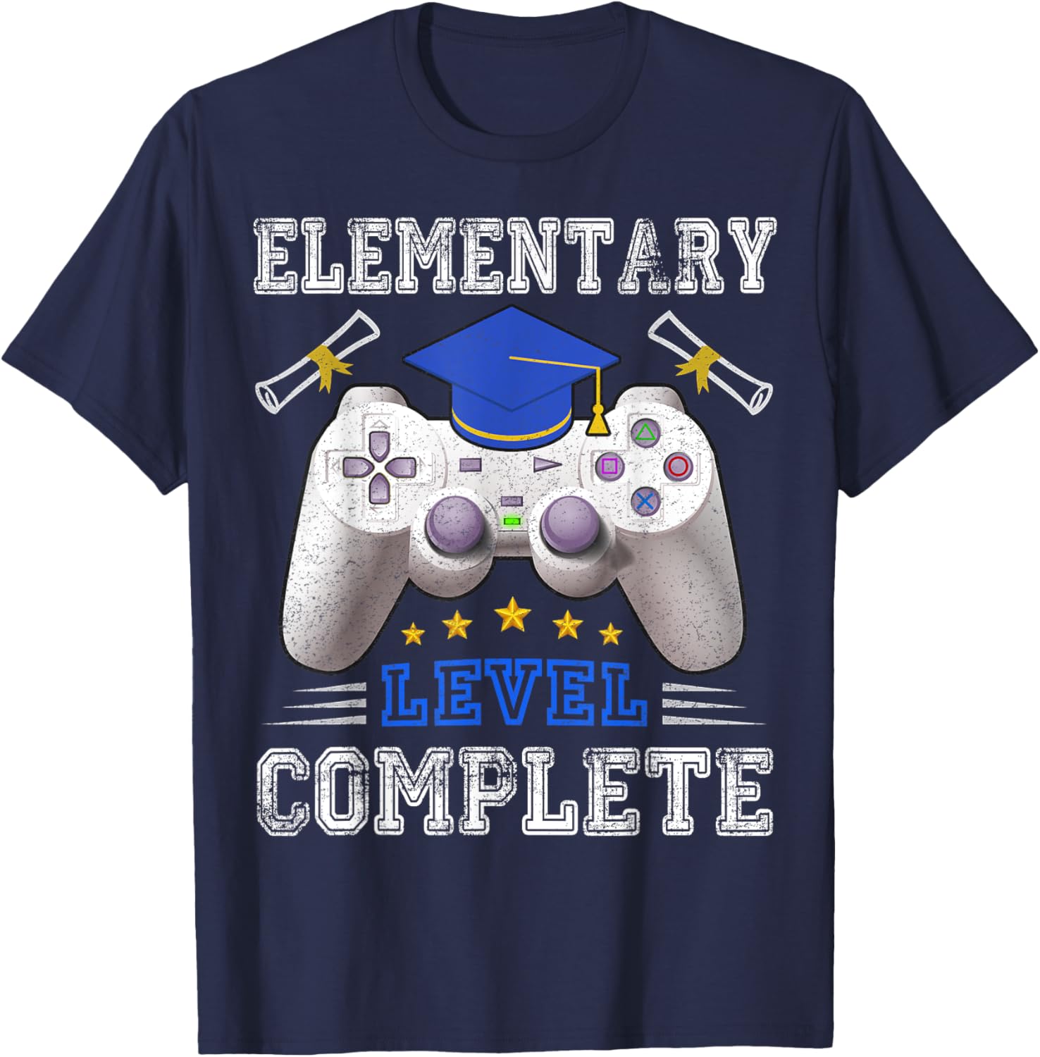 Elementary Level Complete Class Of 2025 Graduation T-Shirt - T-Shirt | Navy