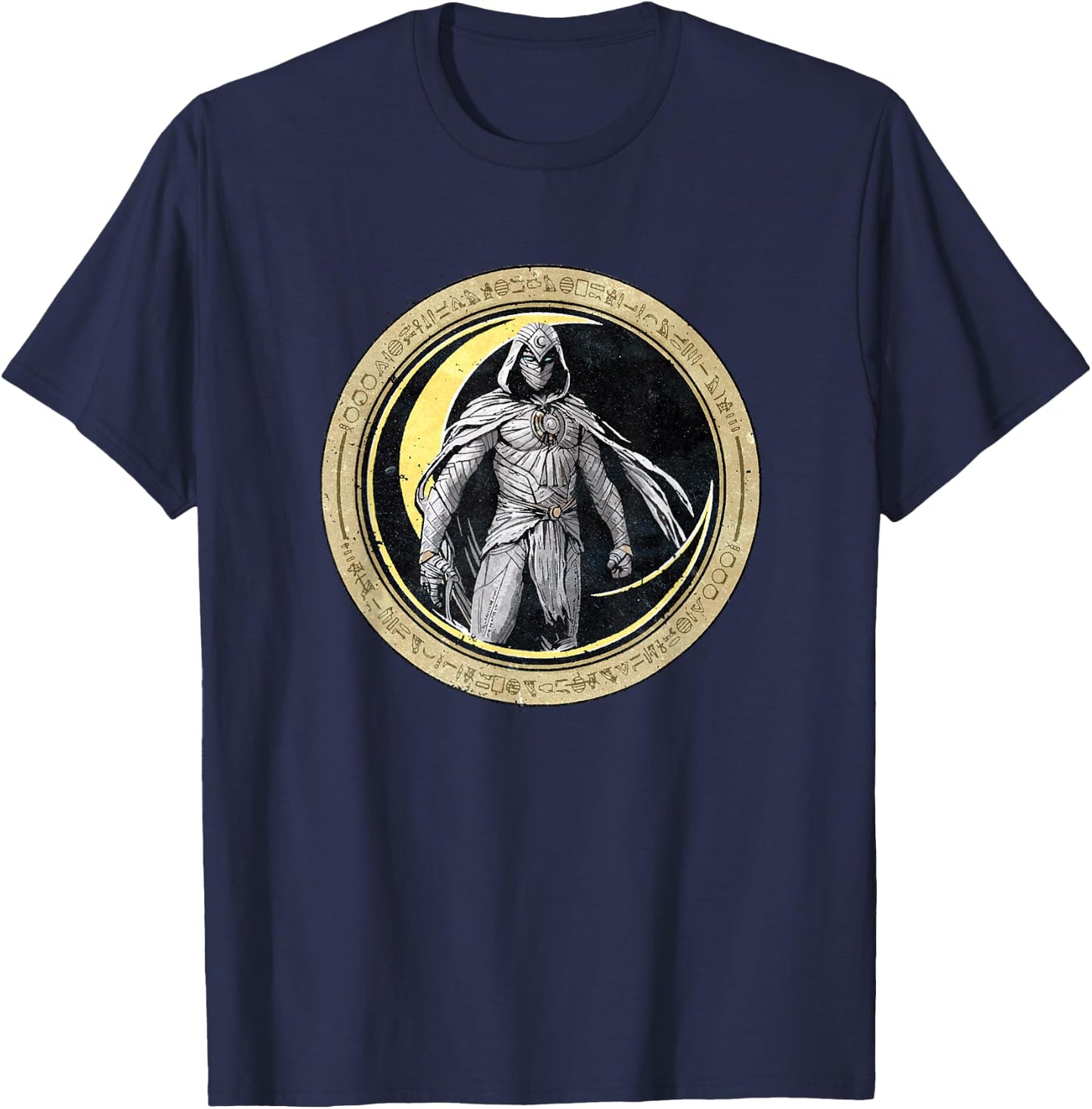 Marvel Moon Knight Crescent Egyptian Hieroglyphs T-Shirt - T-Shirt | Navy