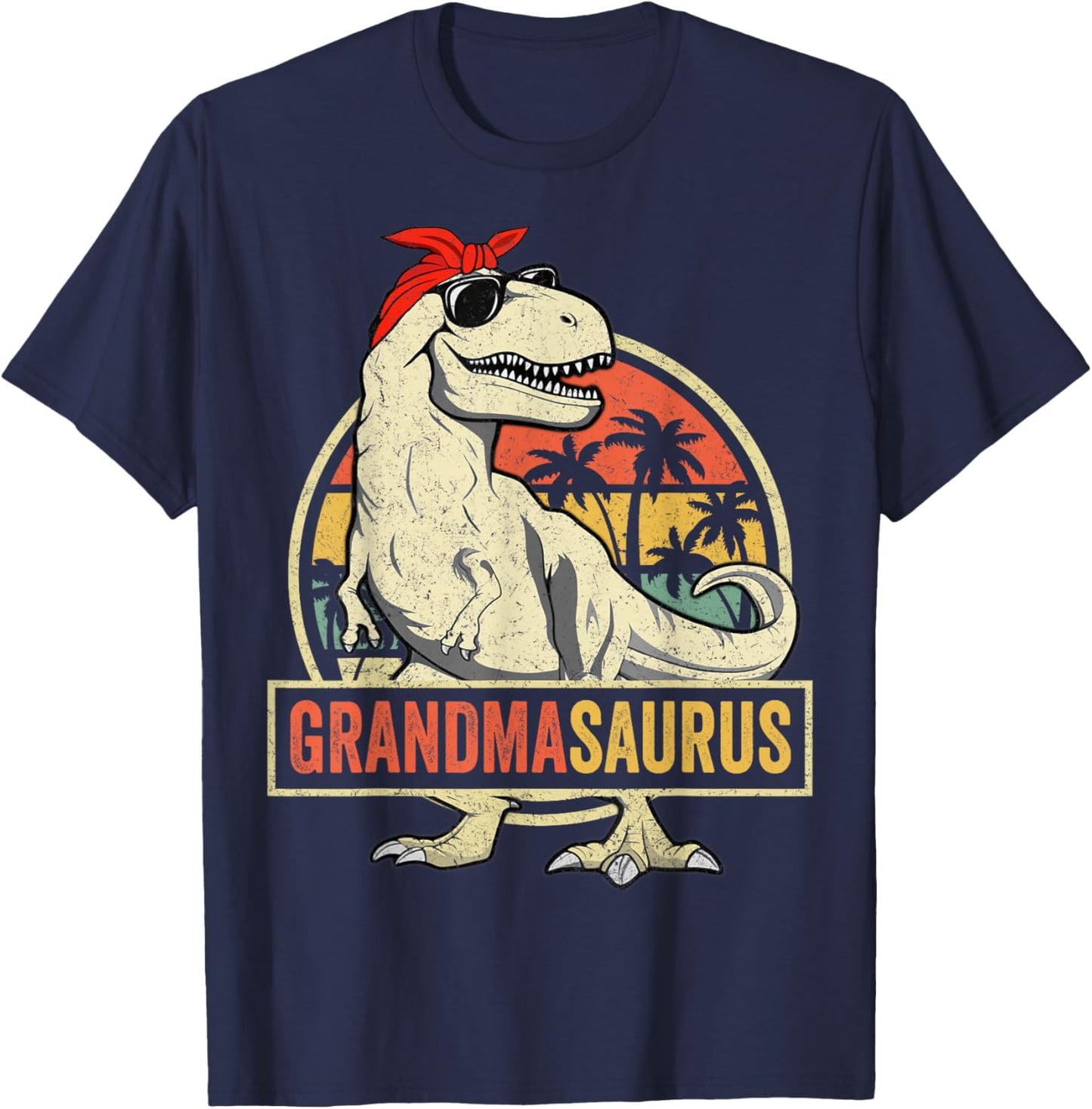 Grandmasaurus T Rex Dinosaur Grandma Saurus Family Matching T-Shirt - T-Shirt | Navy