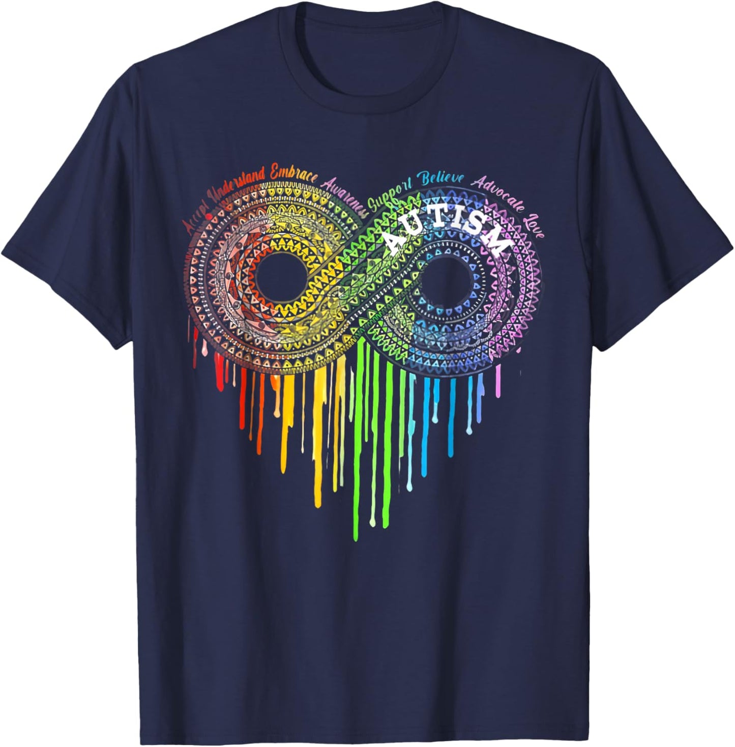 Autism Rainbow Infinity Symbol Asd Awareness T-Shirt - T-Shirt | Navy