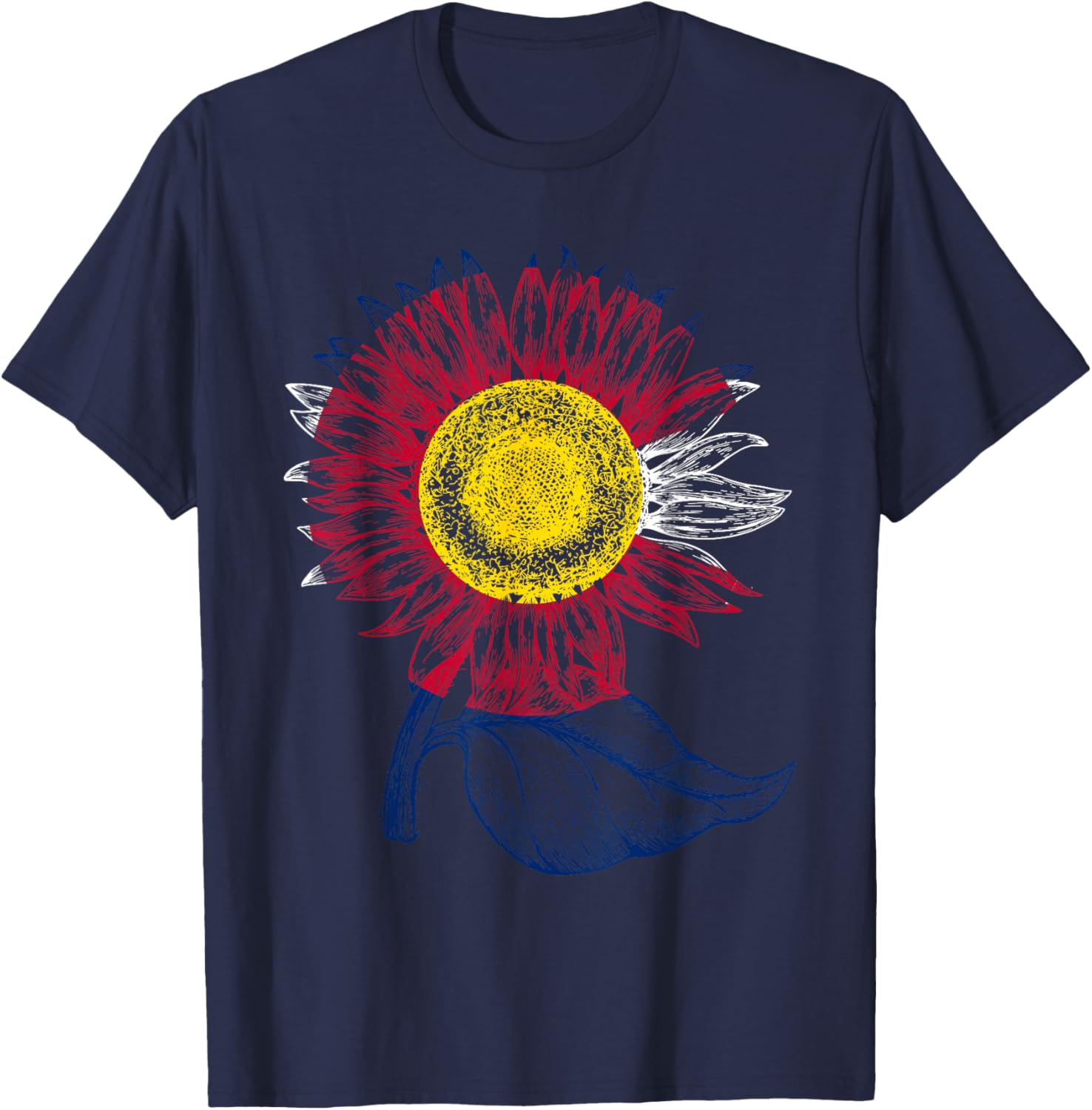 Colorful Colorado Flag Sunflower Women Mom Cute T-Shirt - T-Shirt | Navy