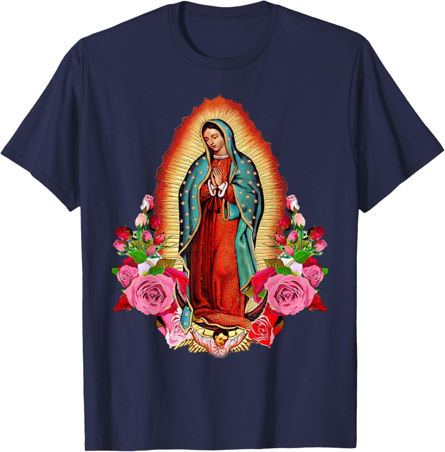 Our Lady of Guadalupe Virgin Mary T-Shirt - T-Shirt | Navy