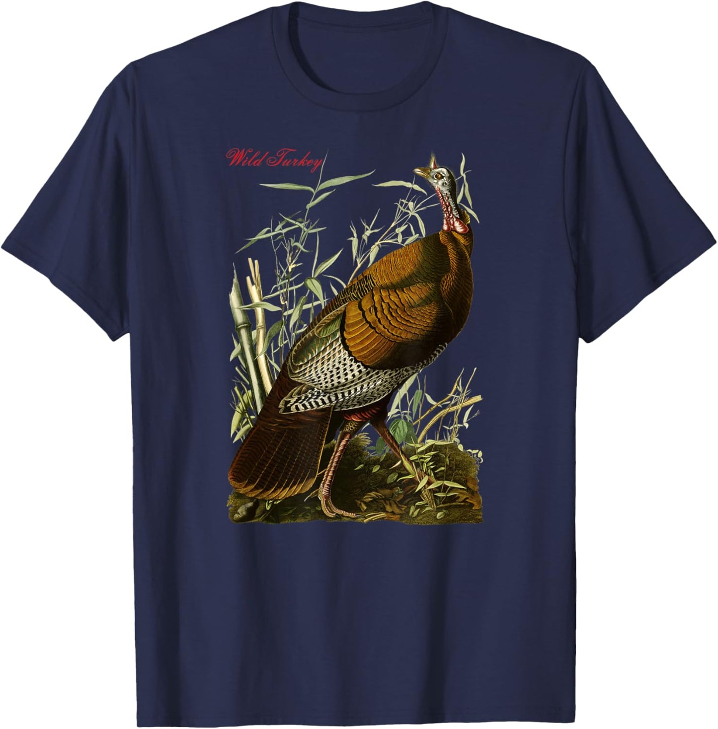 Audubon Wild Turkey North American Birds Education Christmas T-Shirt - T-Shirt | Navy