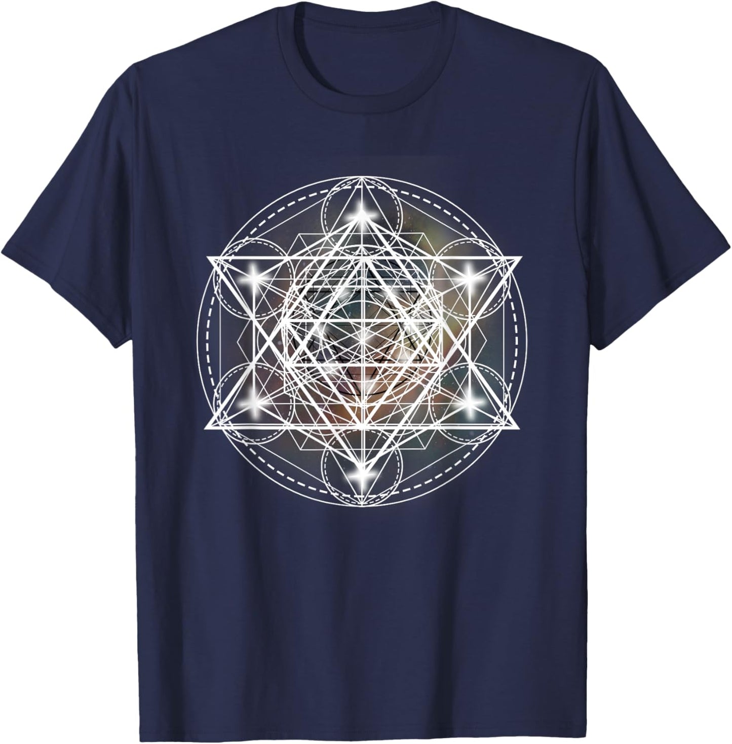 Metatron Cube Sacred Geometry Shirt - Spiritual Yoga T-Shirt - T-Shirt | Navy