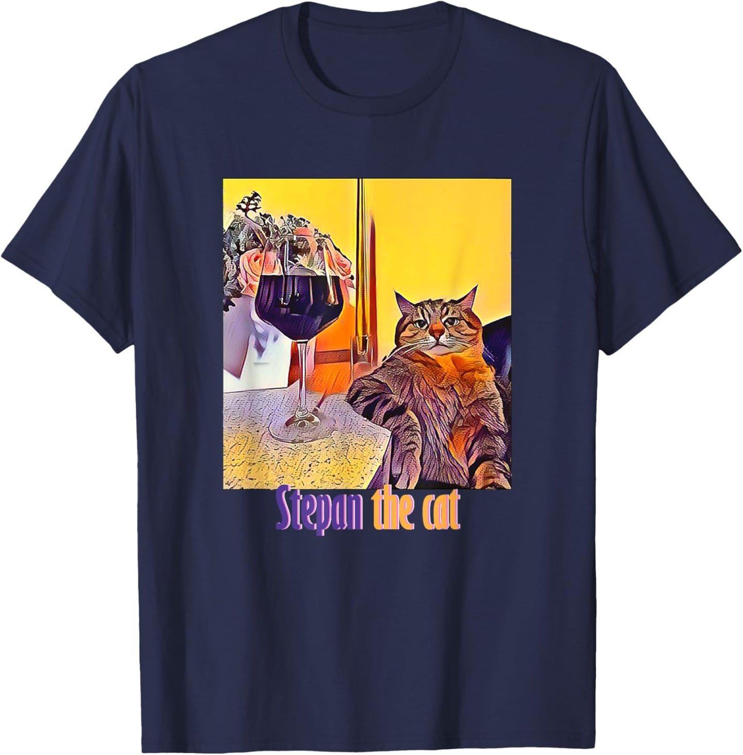 Stepan the chubby cat art, cute cat lover pet lover Men Women T-Shirt - T-Shirt | Navy
