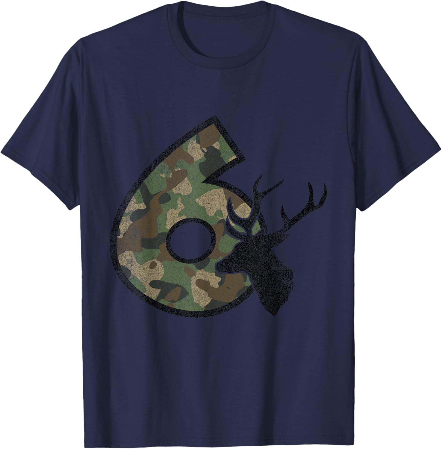 Country Boys Camo 6 Six Sixth Year Old Birthday Deer Hunter T-Shirt - T-Shirt | Navy