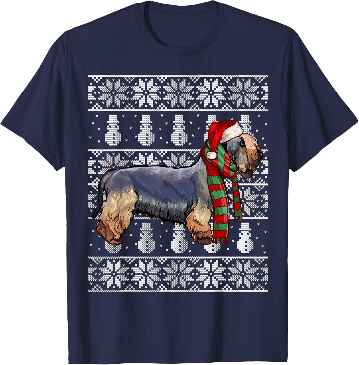 Santa Hat Xmas Cesky Terrier Ugly Christmas T-Shirt - T-Shirt | Navy