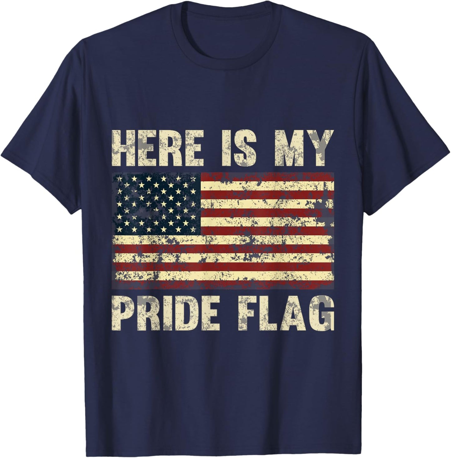 Here is My Pride Flag T-Shirt - T-Shirt | Navy