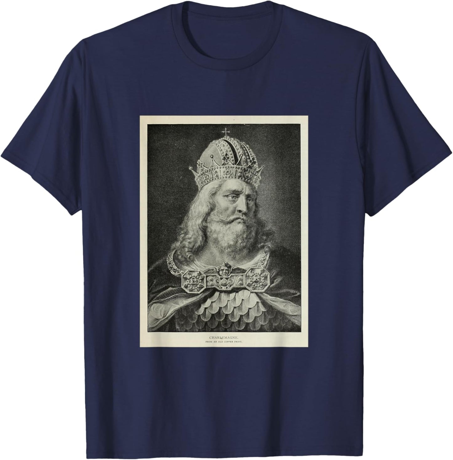 Vintage Charlemagne Illustrative Portrait (1912) T-Shirt - T-Shirt | Navy