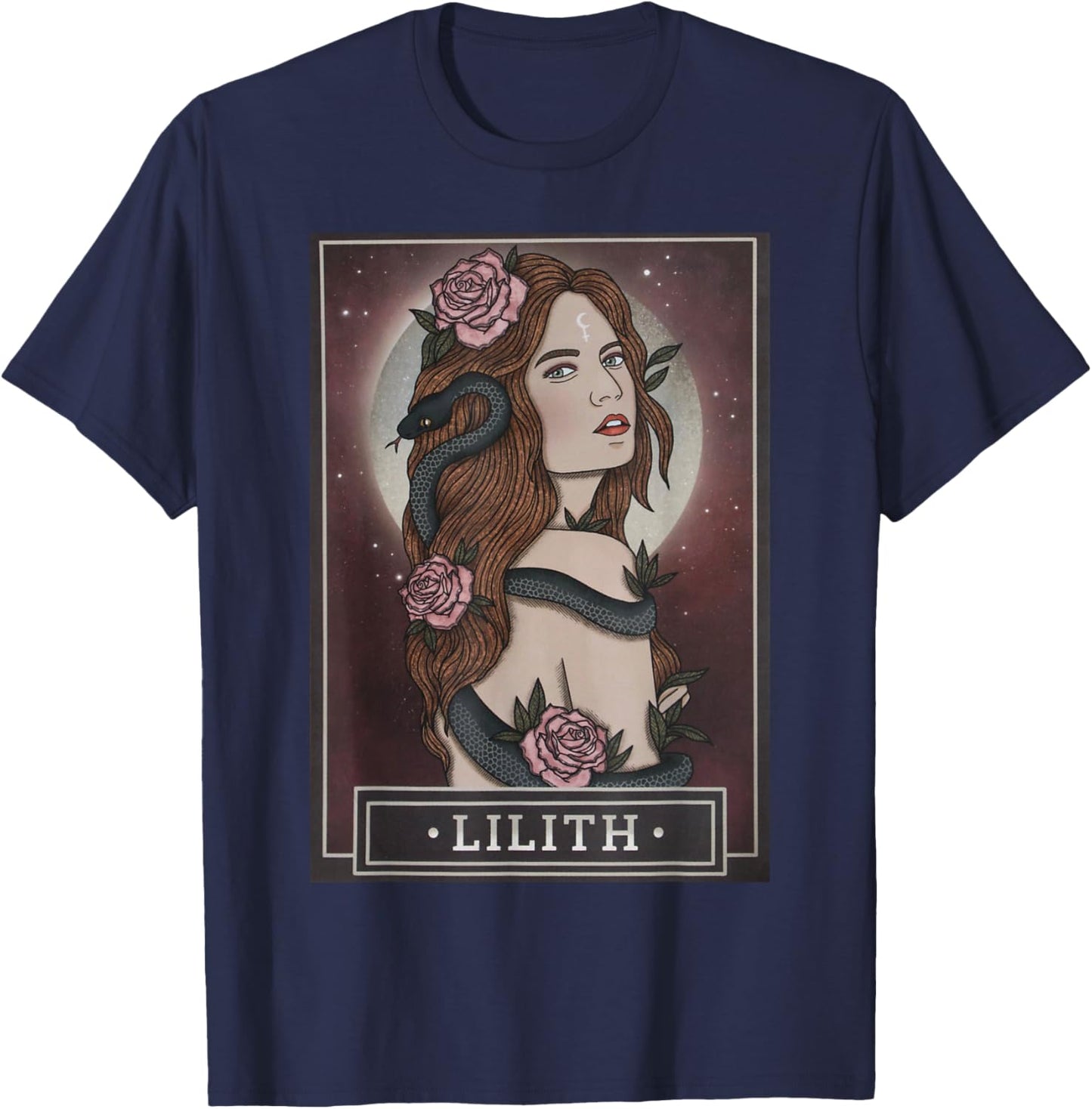 Lilith | Goddess | Tarot Card | Book of Shadows T-Shirt - T-Shirt | Navy