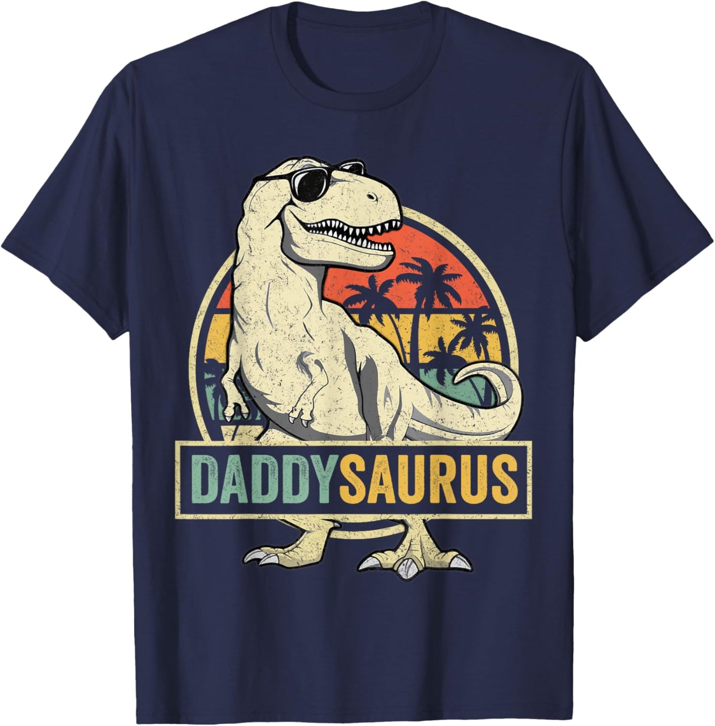 Daddysaurus T Rex Dinosaur Daddy Saurus Family Matching T-Shirt - T-Shirt | Navy