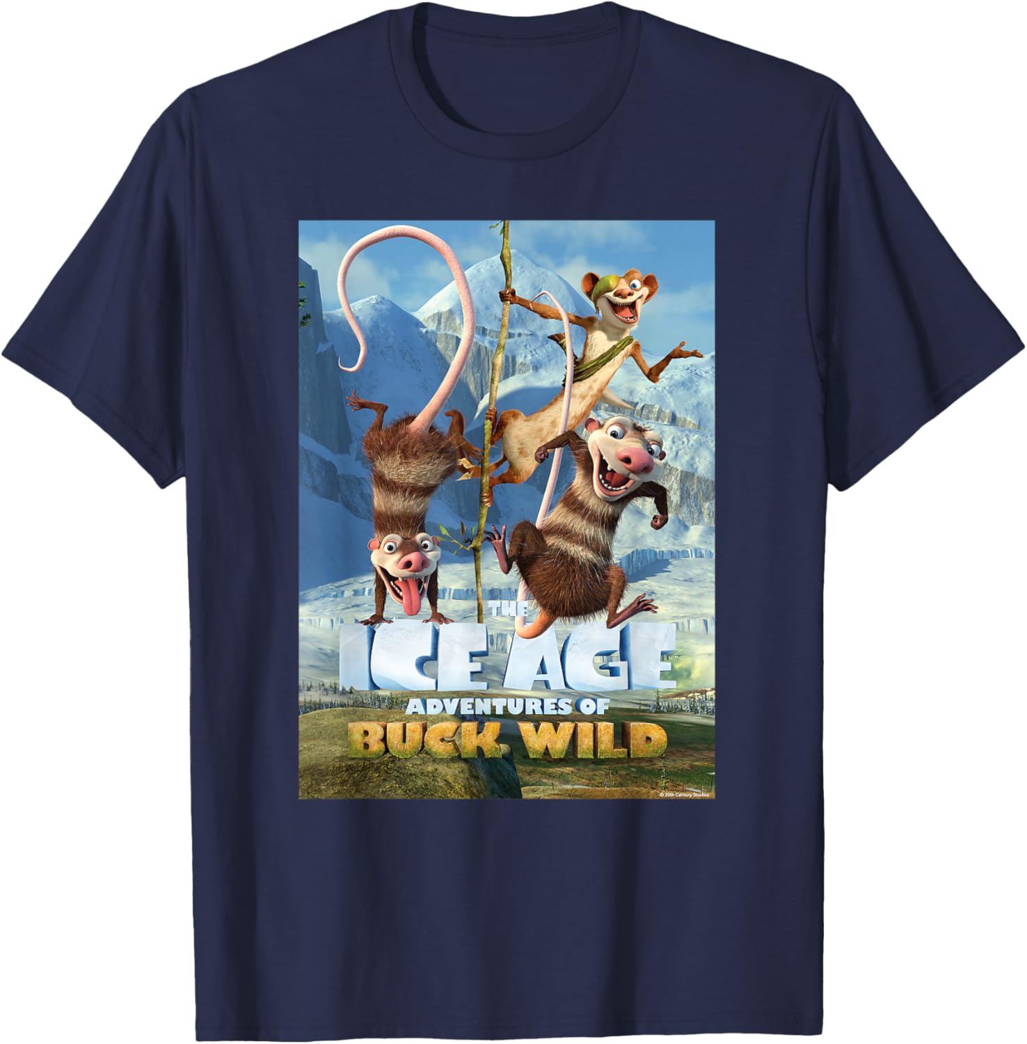20th Century Fox Ice Age Adventures of Buck Wild -Adults and Youth , Black, Small T-Shirt - T-Shirt | Navy