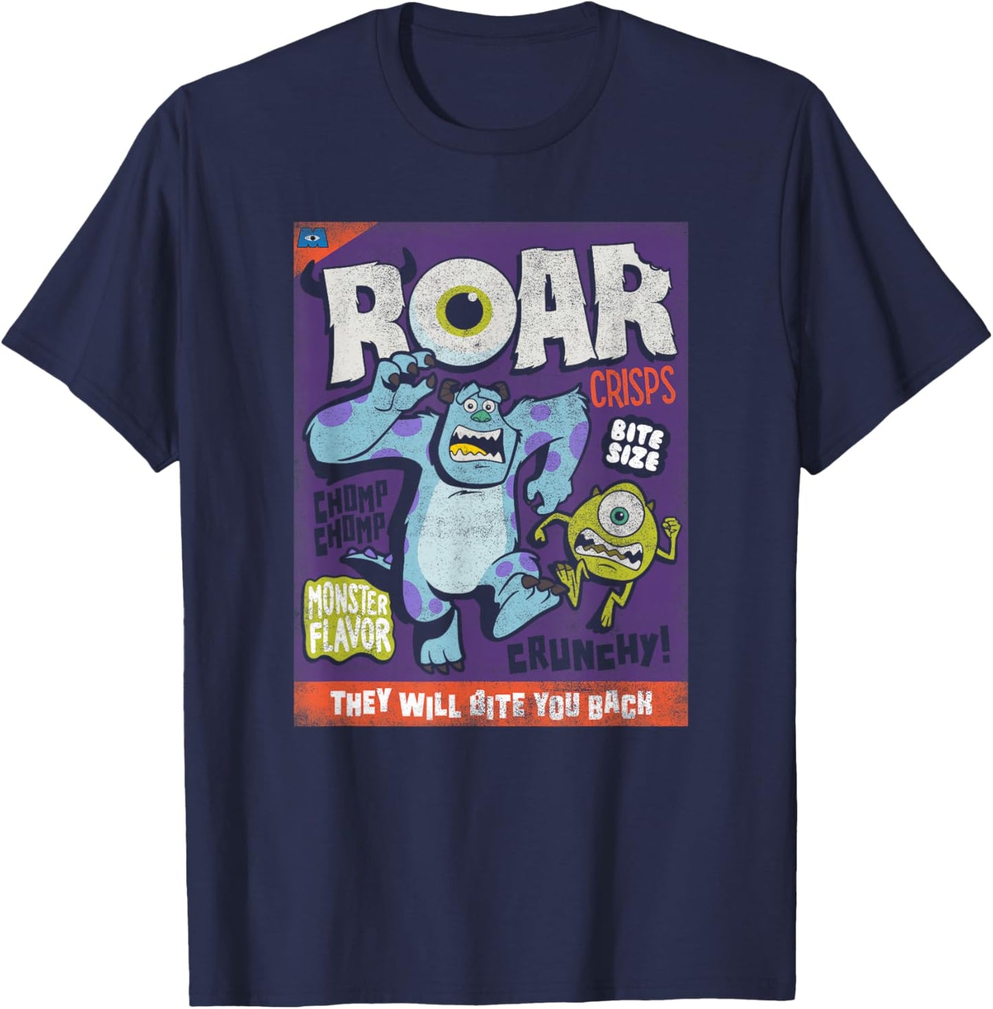 Disney Pixar Monsters Inc Halloween Roar Crisps T-Shirt - T-Shirt | Navy