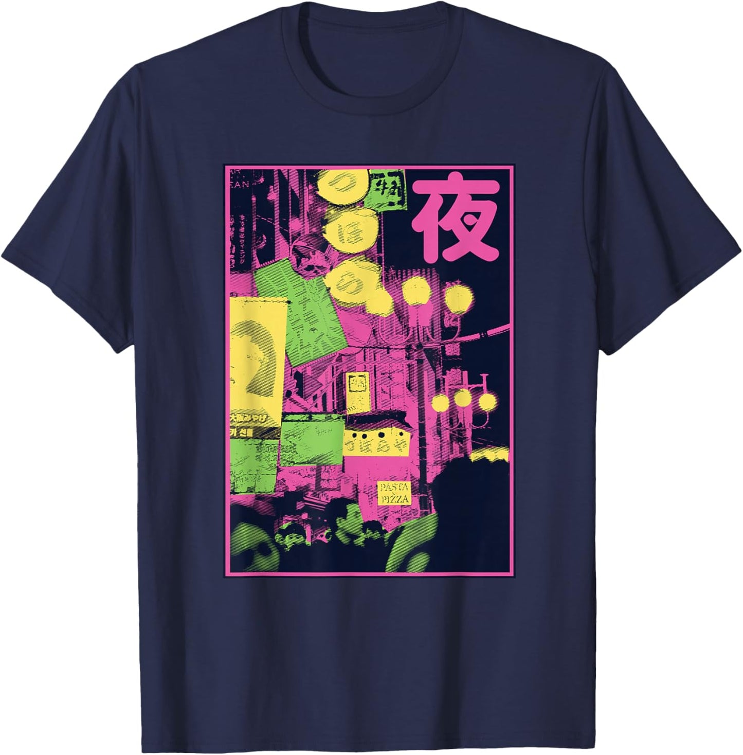 Aesthetic Style Vaporwave Japan 80s 90s Tokyo Osaka street T-Shirt - T-Shirt | Navy
