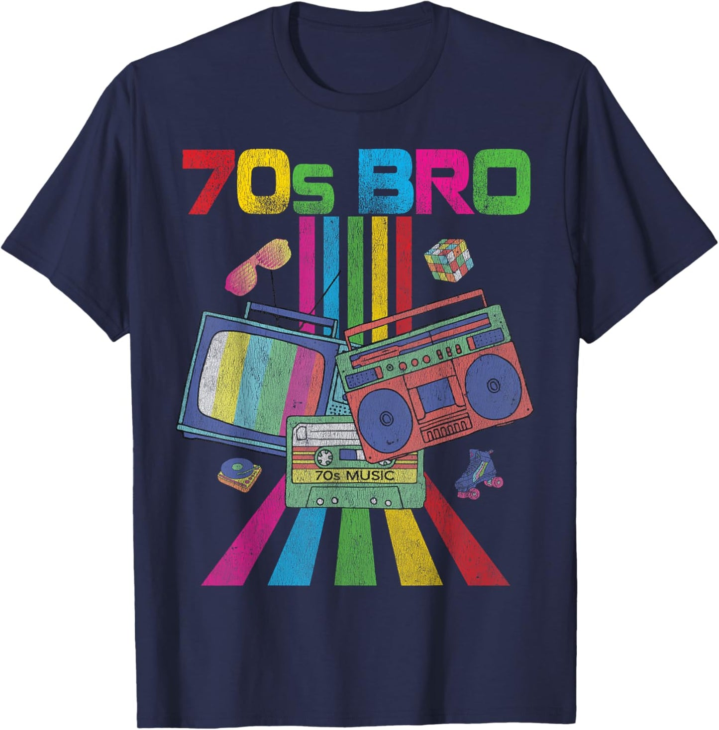 70s Bro Costume 60's 70's Party Retro Vintage Papa Grandpa T-Shirt - T-Shirt | Navy