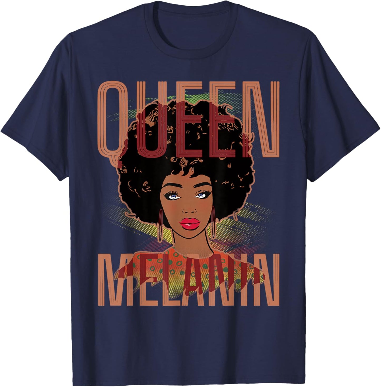Queen Melanin Shirt Black Culture Pride Afro Woman Girl T-Shirt - T-Shirt | Navy