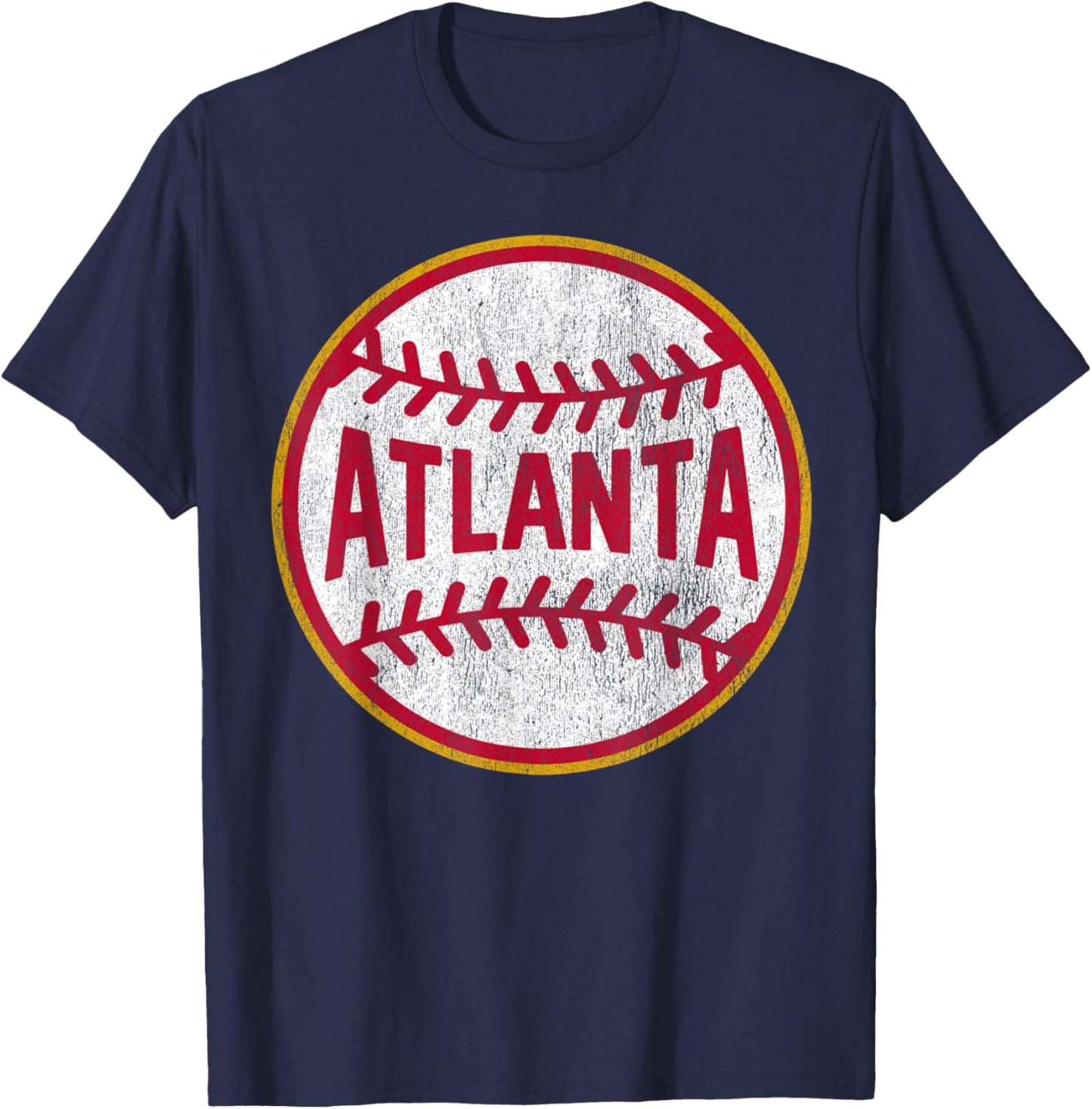 Atlanta Vintage Baseball Throwback Retro Design T-Shirt - T-Shirt | Navy