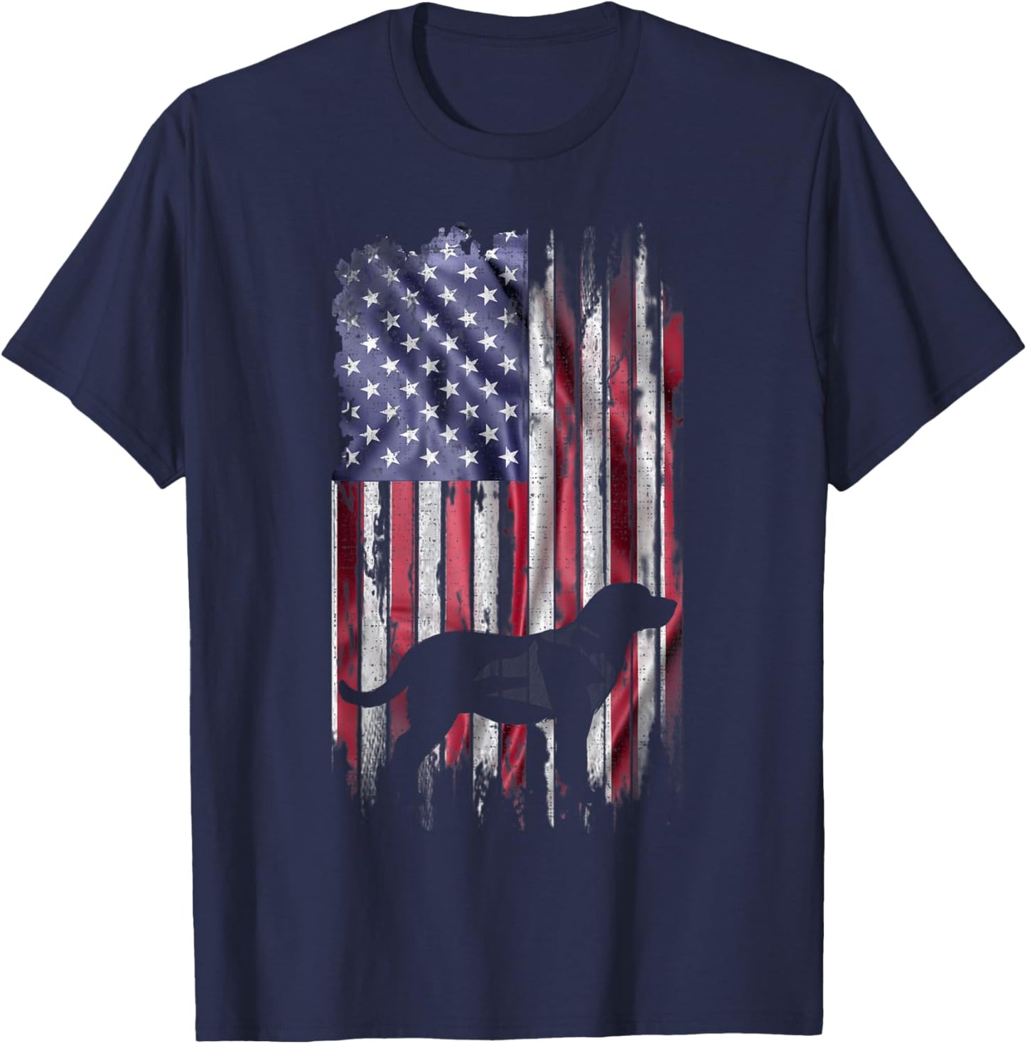 Vintage USA Flag Love Labrador Retriever Dog Lab Silhouette T-Shirt - T-Shirt | Navy