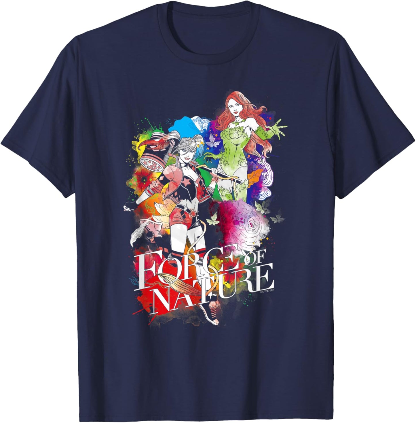 DC Comics Harley Quinn And Poison Ivy Rainbow Pride Poster T-Shirt - T-Shirt | Navy