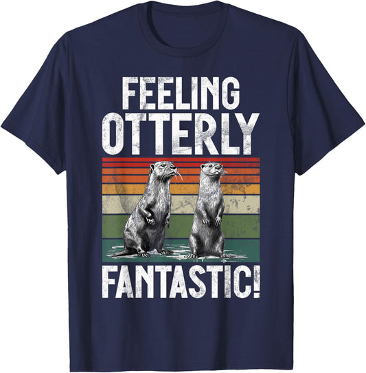 Feeling Otterly Fantastic Otter T-Shirt - T-Shirt | Navy