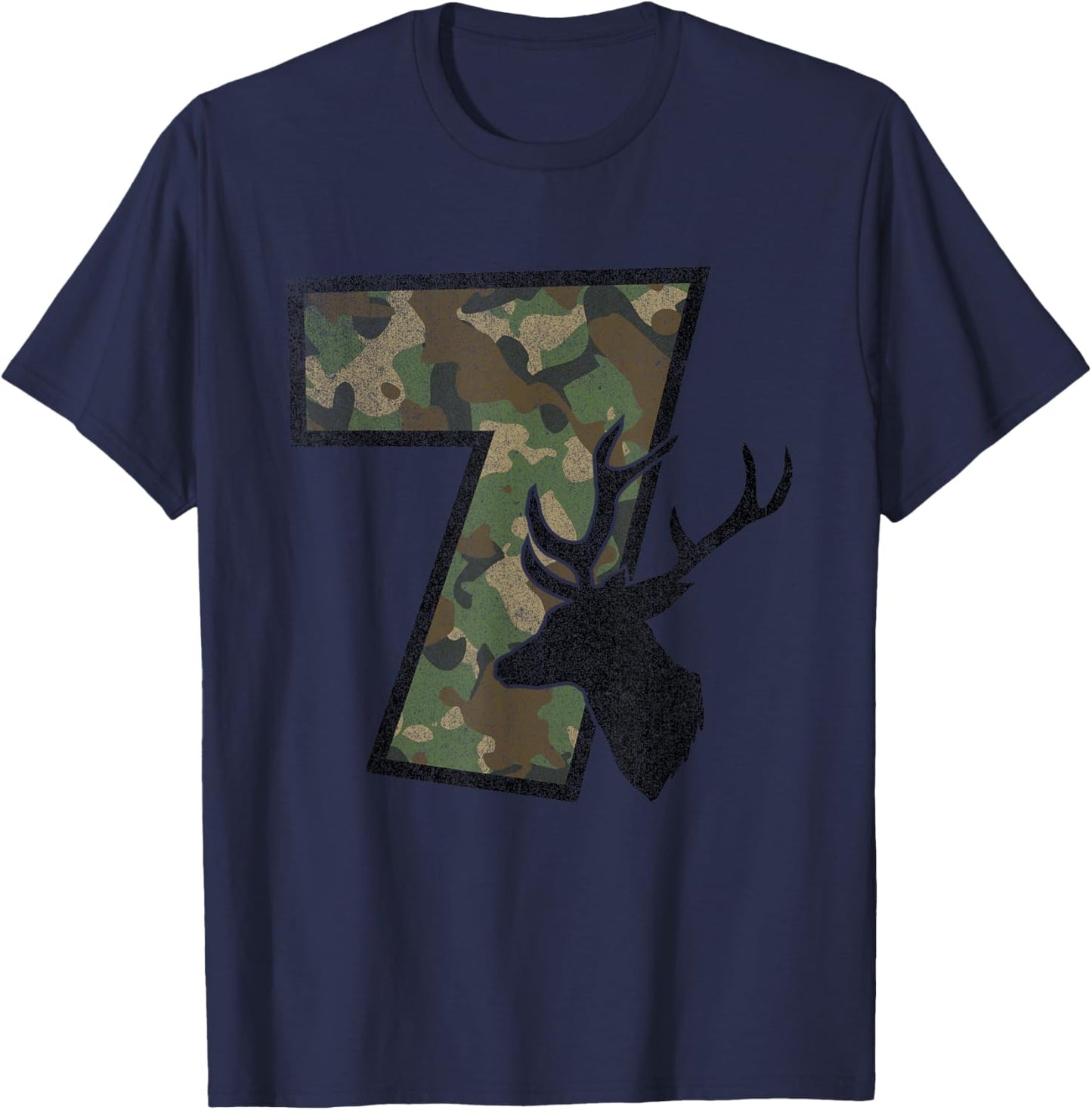 Country Boys Camo 7 Seven Year Old Birthday Deer Hunter T-Shirt - T-Shirt | Navy