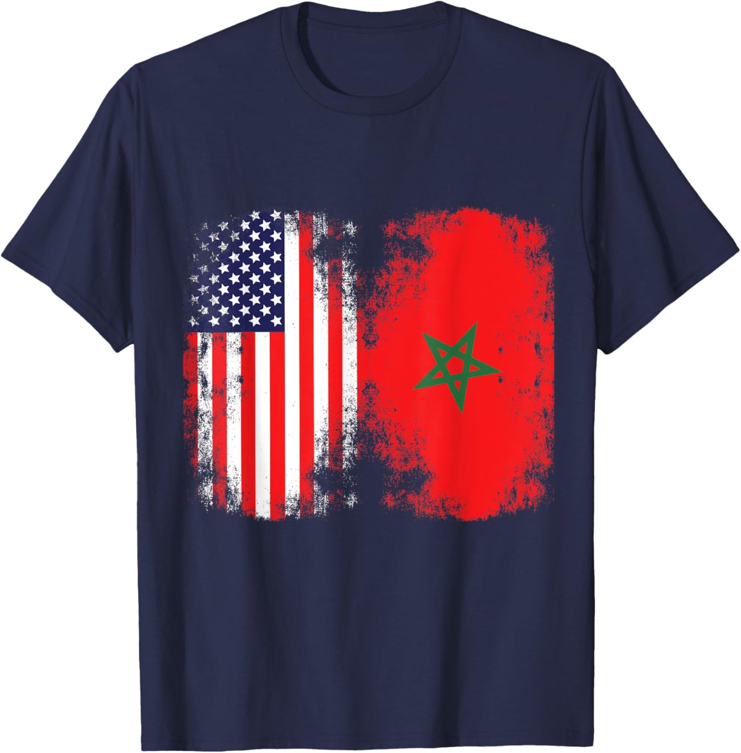 Moorish American Morocco Flag Moroccan Soccer Supporter T-Shirt - T-Shirt | Navy