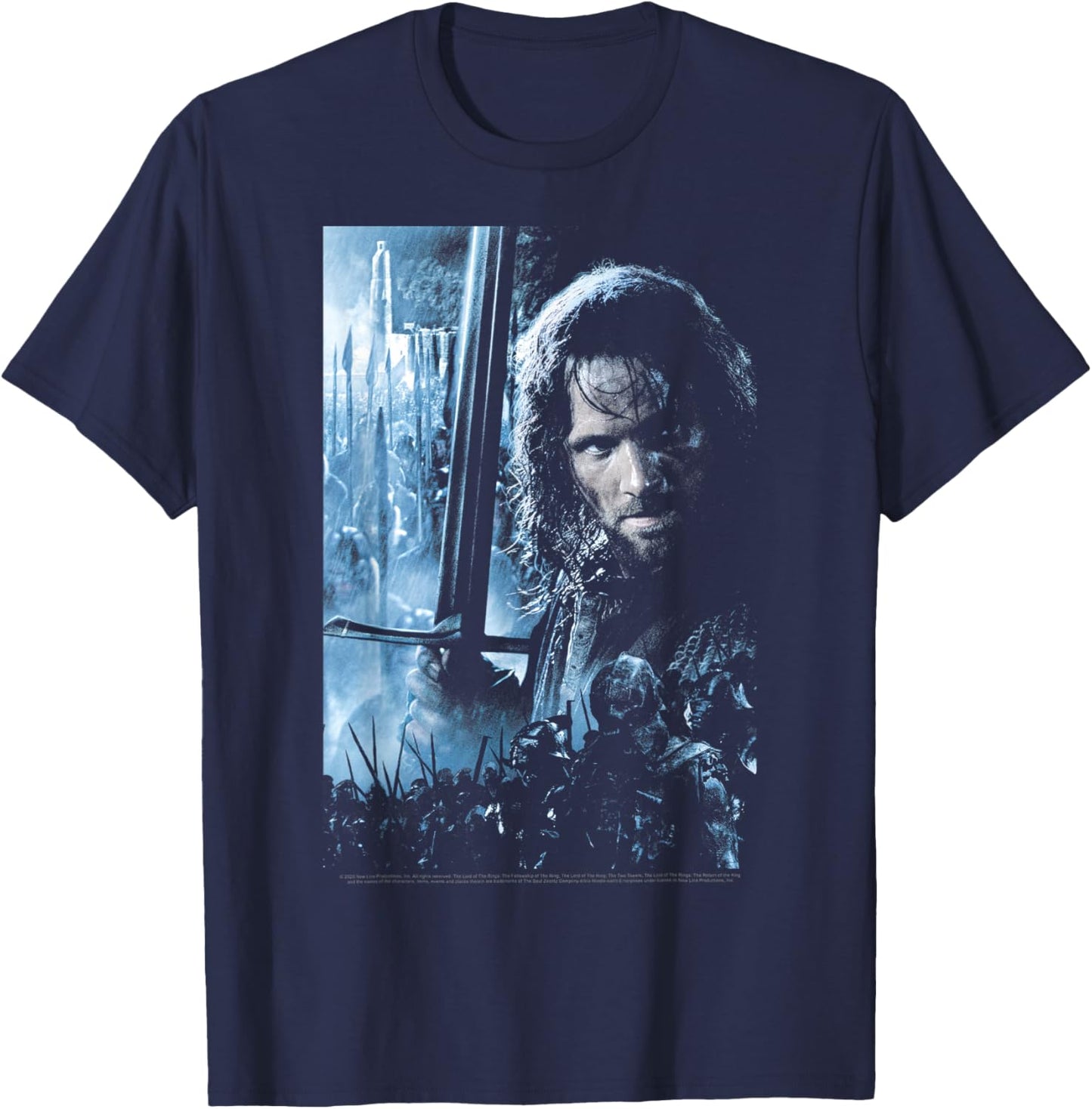 Lord of The Rings Aragorn Battle Poster T-Shirt - T-Shirt | Navy